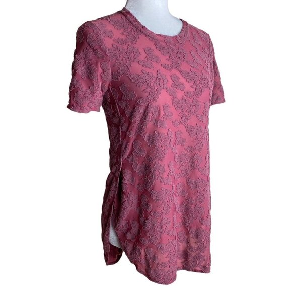 Wilfred Aritzia Tarascon Appliqued Floral Semi Sheer Fabric Blouse Women's Sz XS - Picture 6 of 10